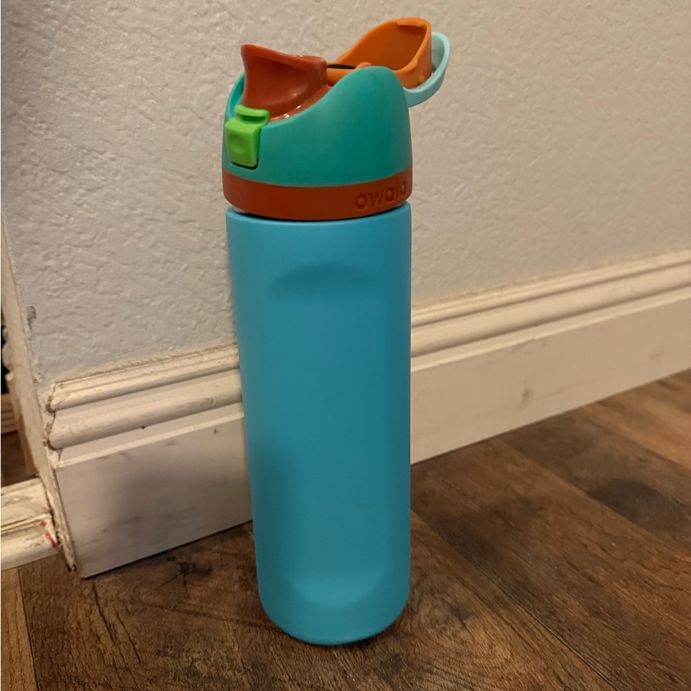 Owala Blue Water Bottle with Orange Lid